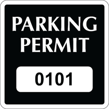 Lustre-Cal Static Cling Parking Permit Black 2in x 2in  Square Serialized 101-150, 50PK 253753SCL1KSq0101